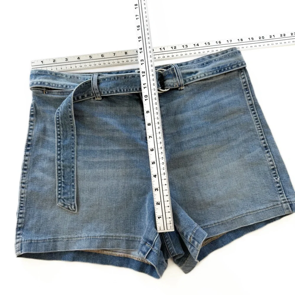 Gap Shorts Womens 14 High Rise Belted Stretch Denim Casual Summer Boho